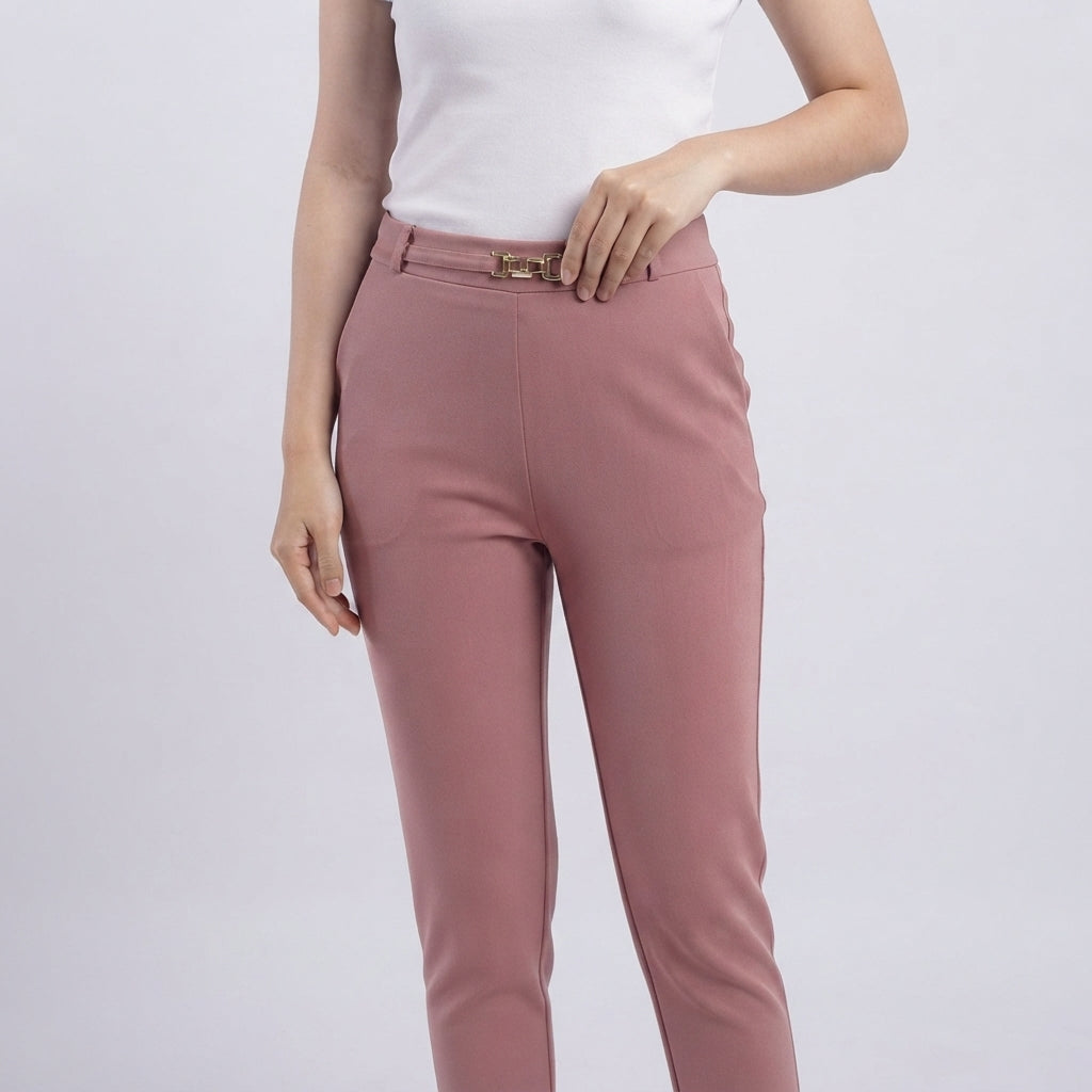 Metal Buckle Slim Pants (2061)