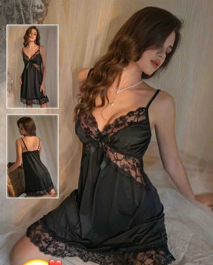 Graceful Strappy Sleepwear with Lace Hem (35239)