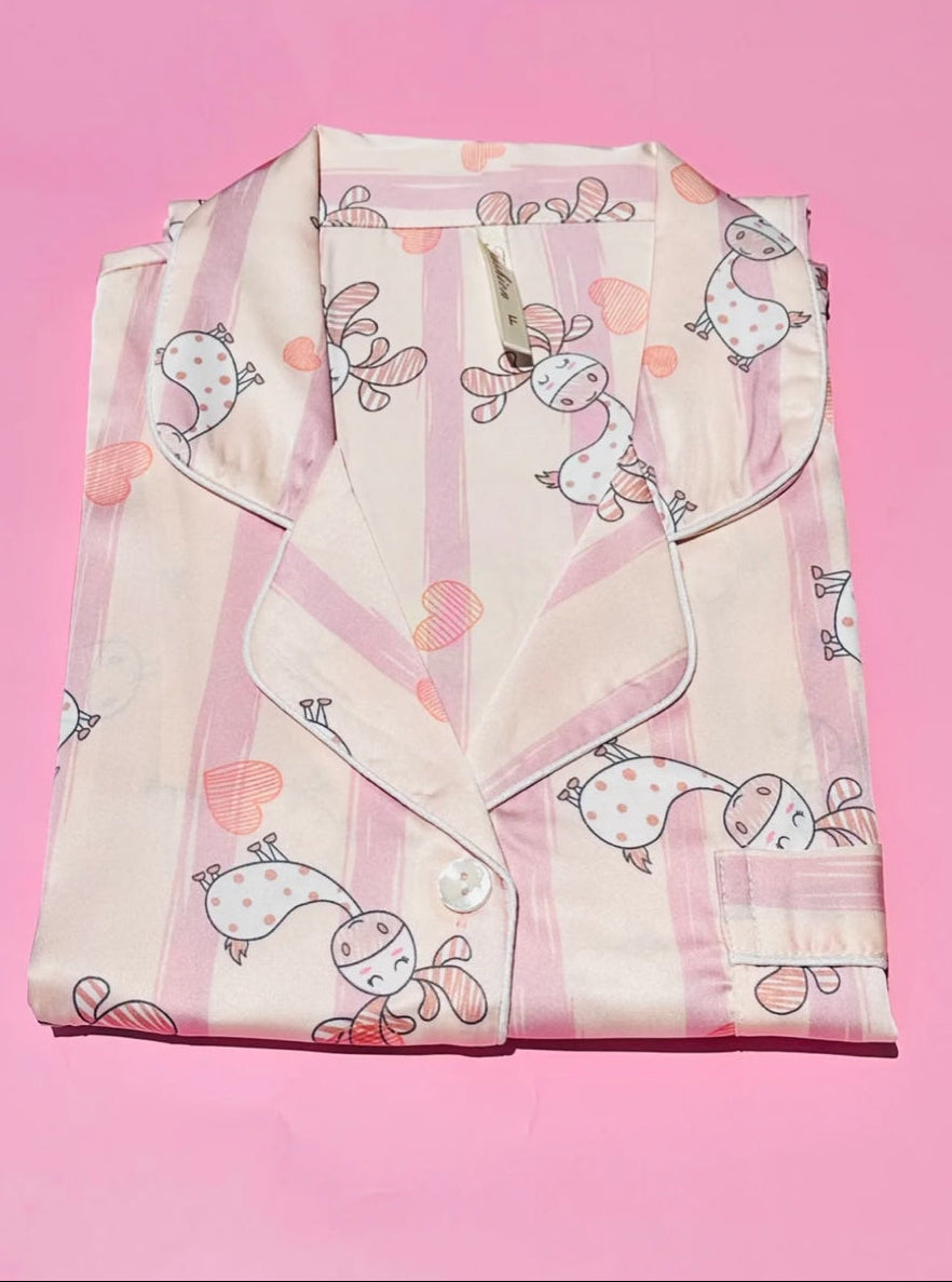 Blush Pink Giraffe Print Night Shirt