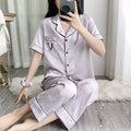 Half Sleeves Silk Collar Night Suit