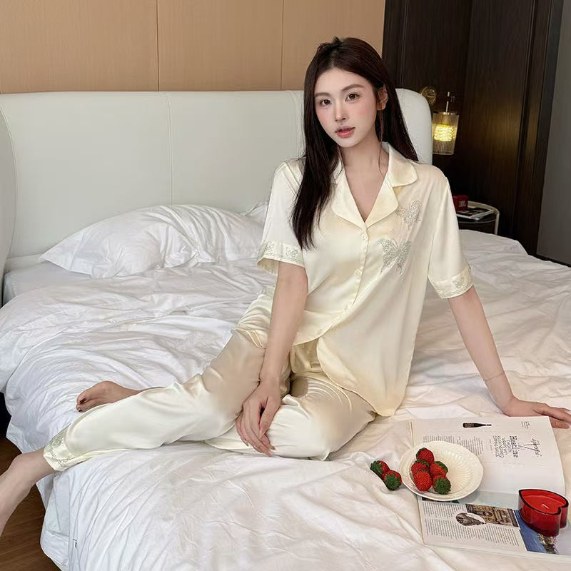 Silk Collar NightSuit – Half Sleeve