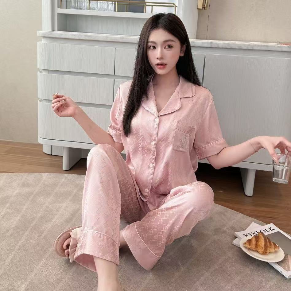 Silk Collar Night Suit – Half Sleeve