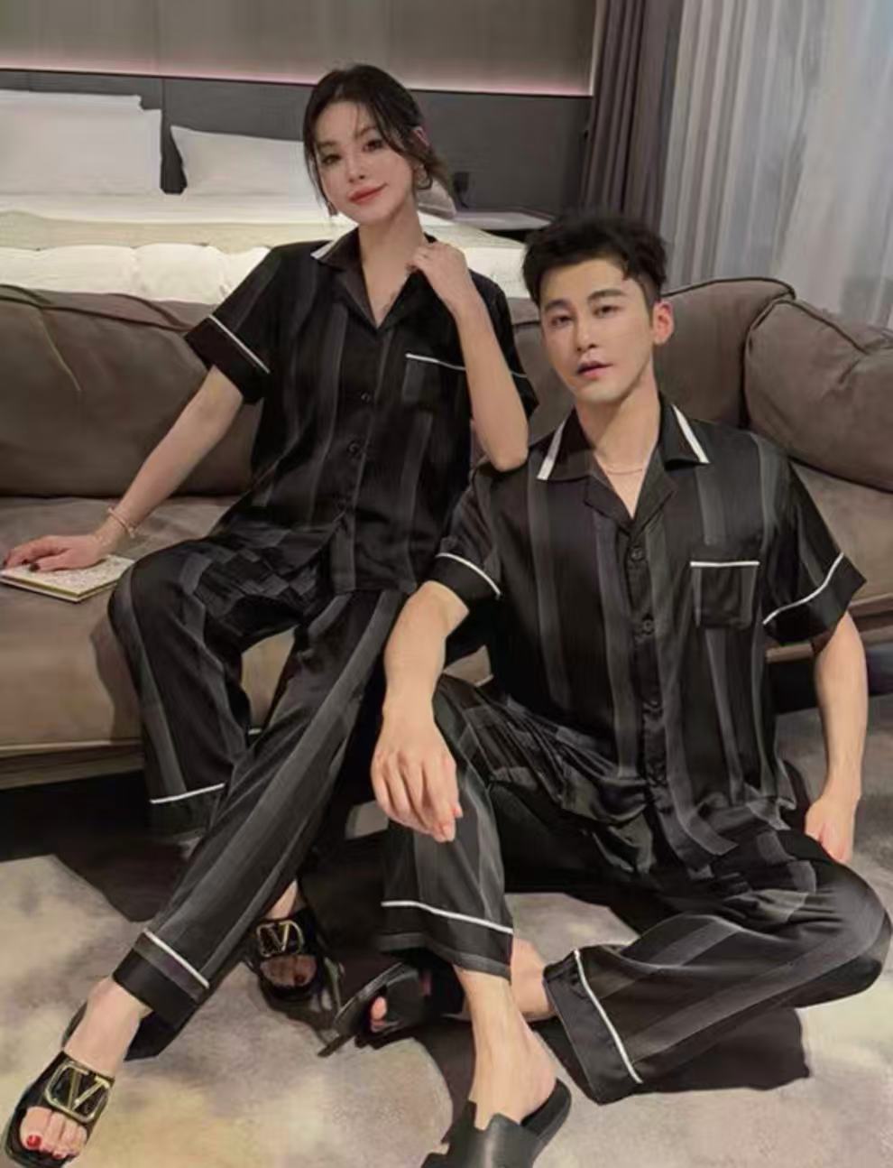 Silk Collar Couple Night Suit