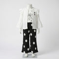 Kids 3-Piece Polka Dot Flare Pants Suit Set with Ruffle Jacket (D787)