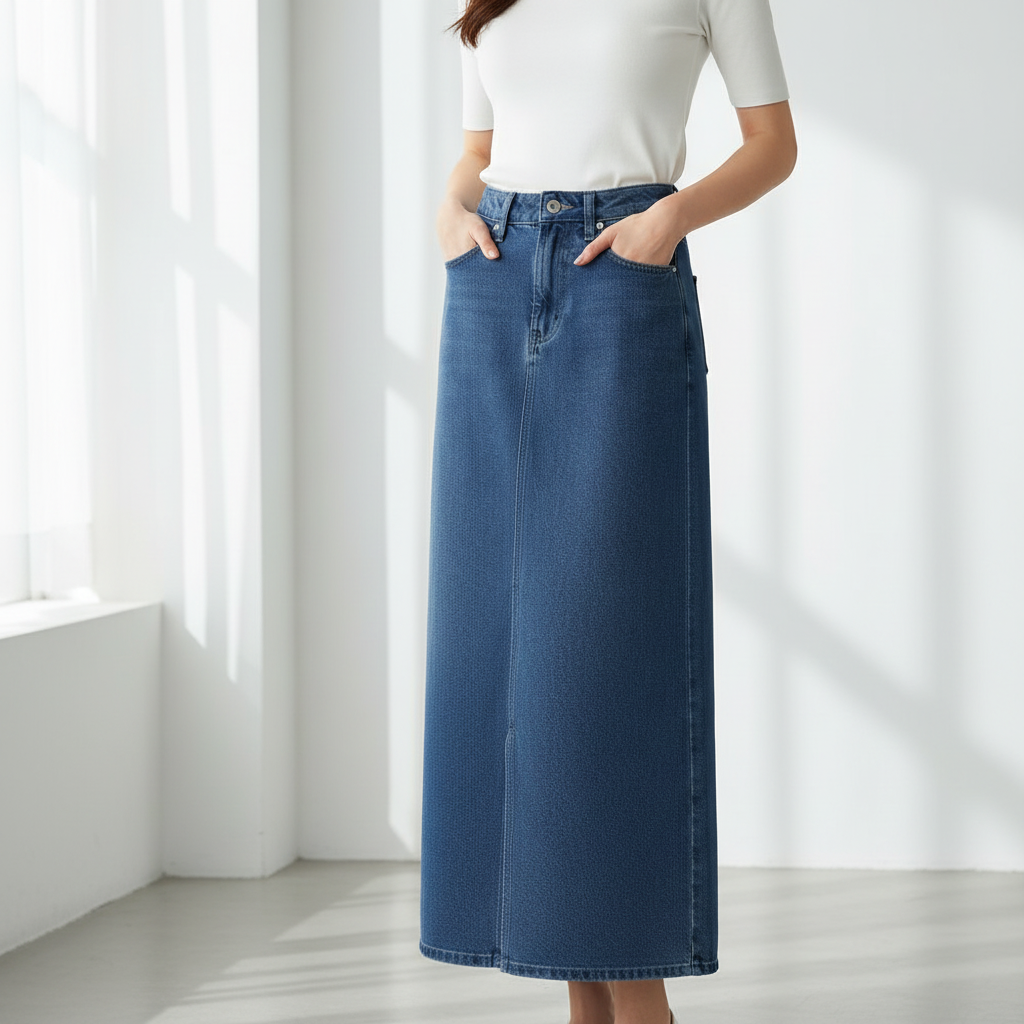 Cobalt Front Slit Maxi Skirt
