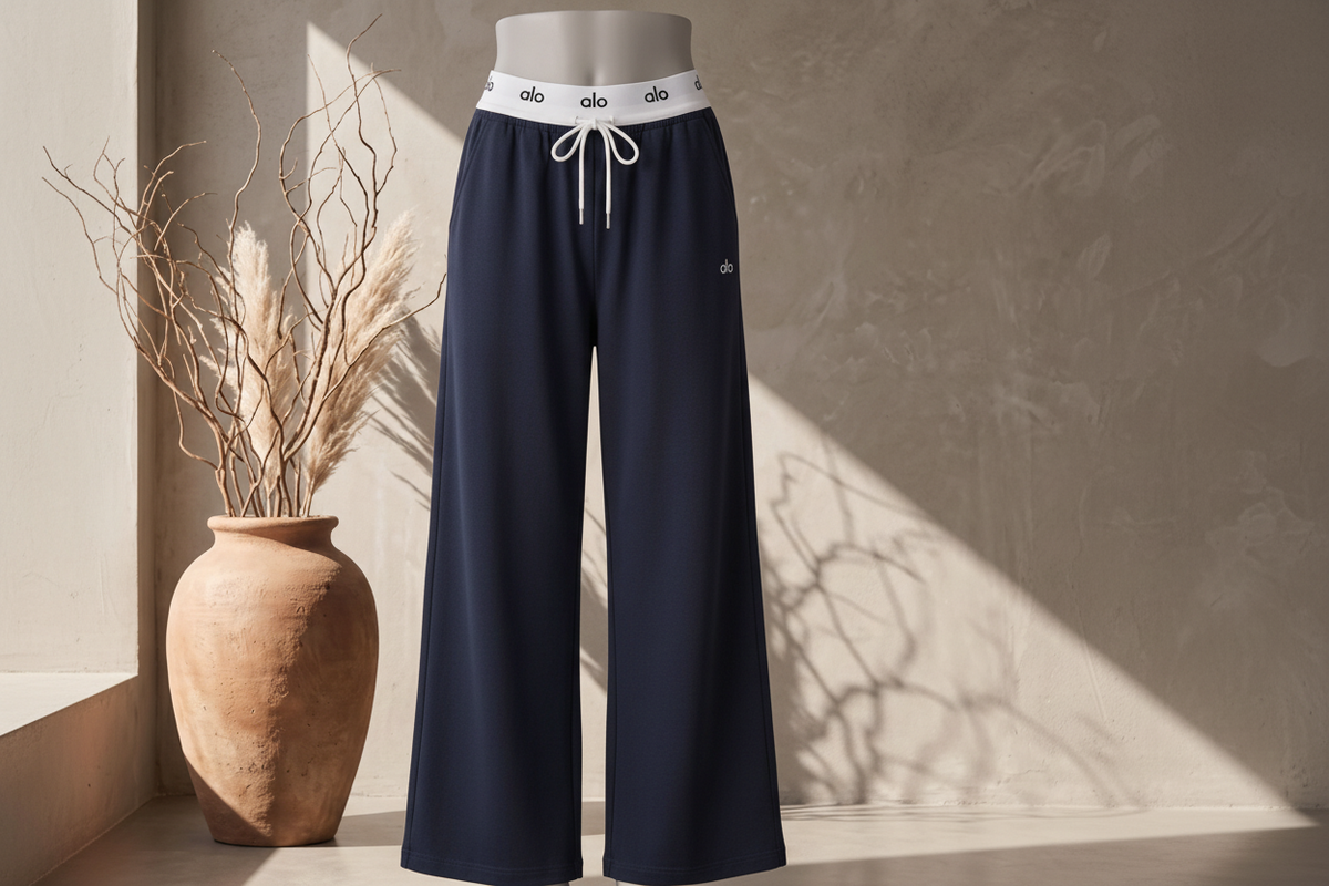 Women’s Branded Waistband Wide-Leg Athleisure Trousers