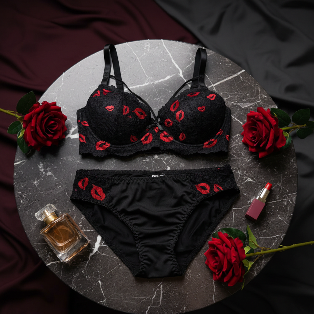 Signature Black Rose Set Bra DXB1403